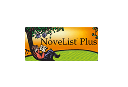 Cartoon man reading under a tree.  NoveList Plus