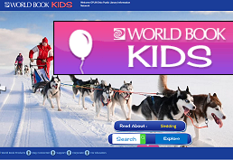 Dog sled picture captioned World Book Kids